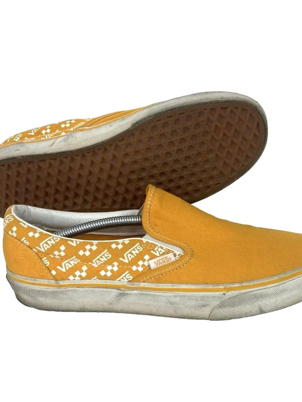 Vans OTW Men 9.5/Women 11-Mustard Yellow/Logo + Checkered Low Skate Shoe 507452